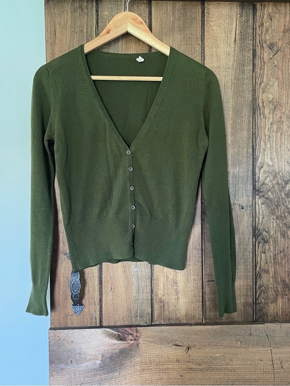 Anthro One Teaspoon Green V Neck Cardigan Lightweight Sweater Med Fits Small